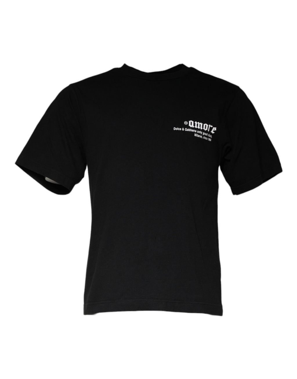 Dolce & Gabbana Black Cotton Crew Neck Amore Print T-Shirt