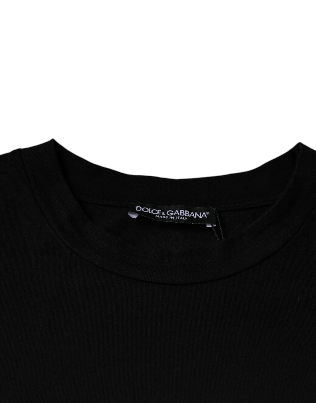 Dolce & Gabbana Black Cotton Crew Neck Amore Print T-Shirt