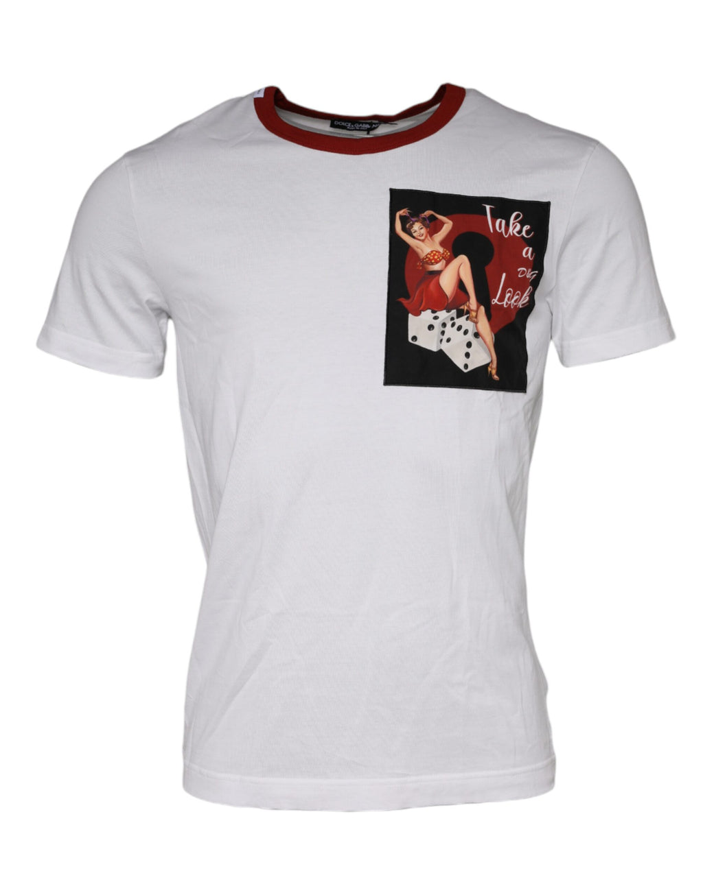 Dolce & Gabbana White Cotton Crew-Neck T-Shirt with Graphic Print