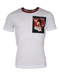 Dolce & Gabbana White Cotton Crew-Neck T-Shirt with Graphic Print