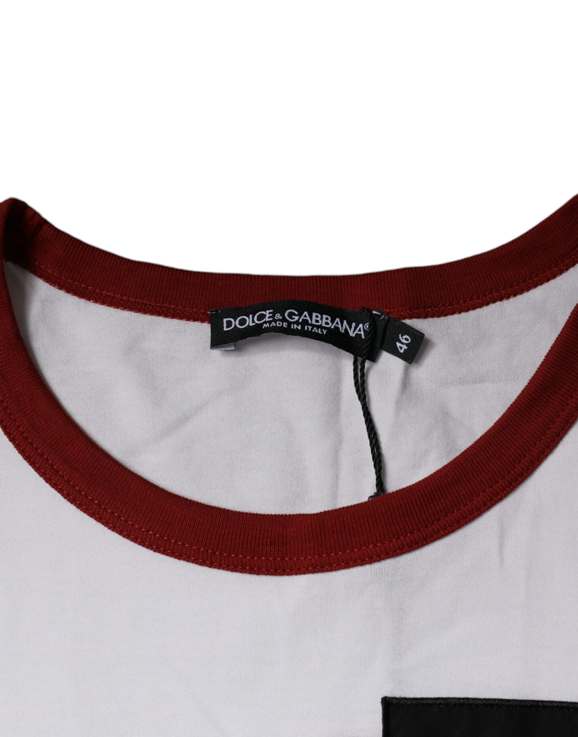 Dolce & Gabbana White Cotton Crew-Neck T-Shirt with Graphic Print