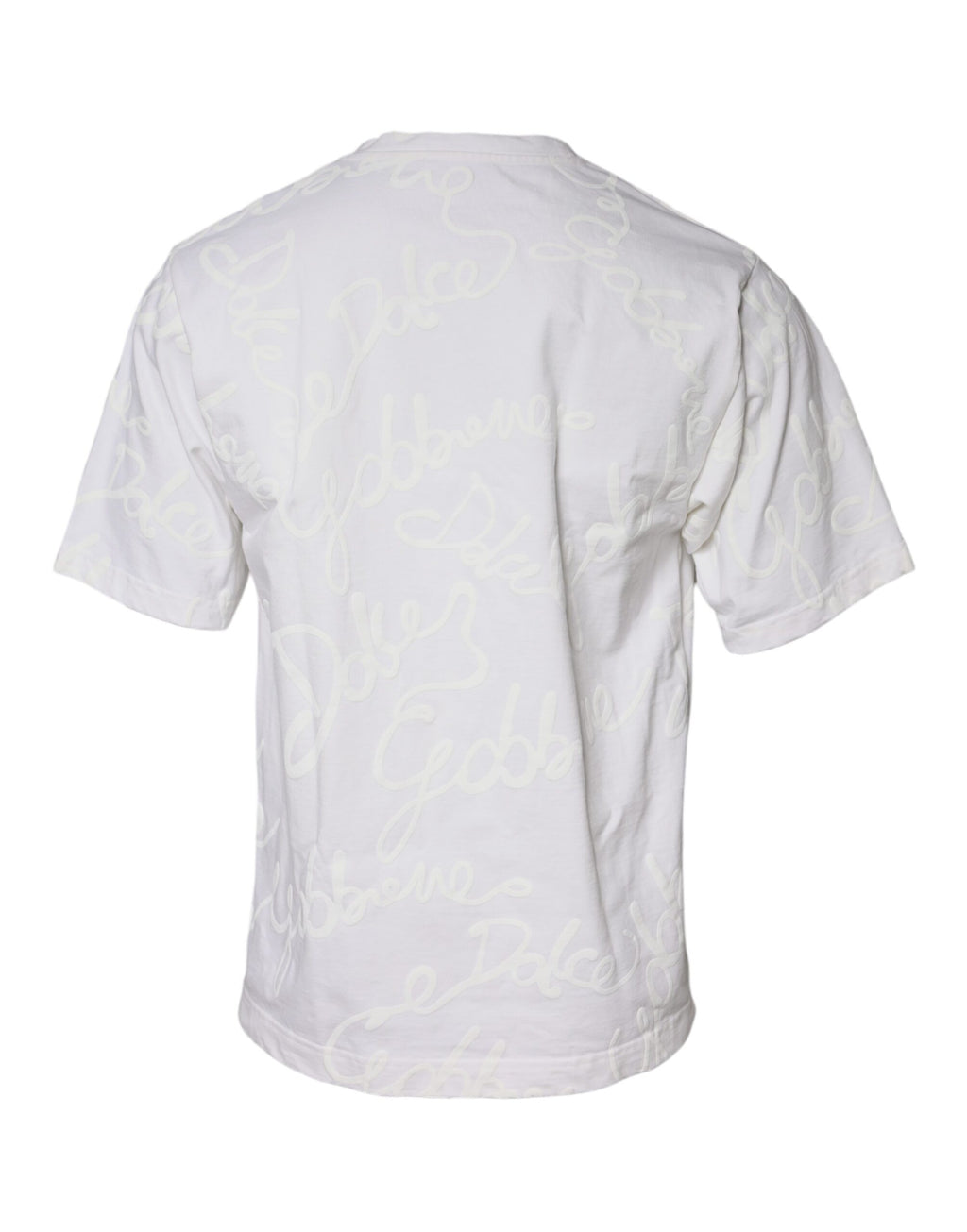 Dolce & Gabbana Weißes T-Shirt mit Rundhalsausschnitt und Logodruck aus Baumwolle