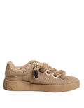 Dolce & Gabbana Brown Jute Fabric Low Top Men's Sneakers Shoes