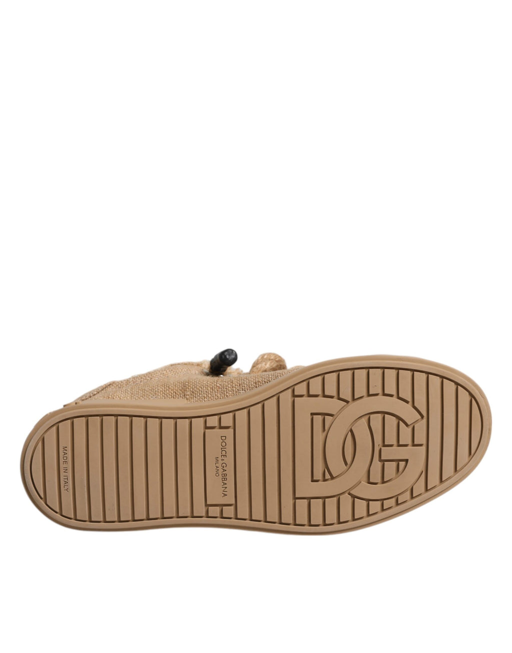 Dolce & Gabbana Brown Jute Fabric Low Top Men's Sneakers Shoes