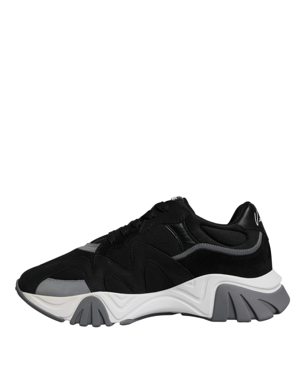 Versace Black Leather Neoprene Chunky Low Top Squalo Sneakers Shoes