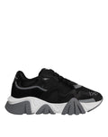 Versace Black Leather Neoprene Chunky Low Top Squalo Sneakers Shoes