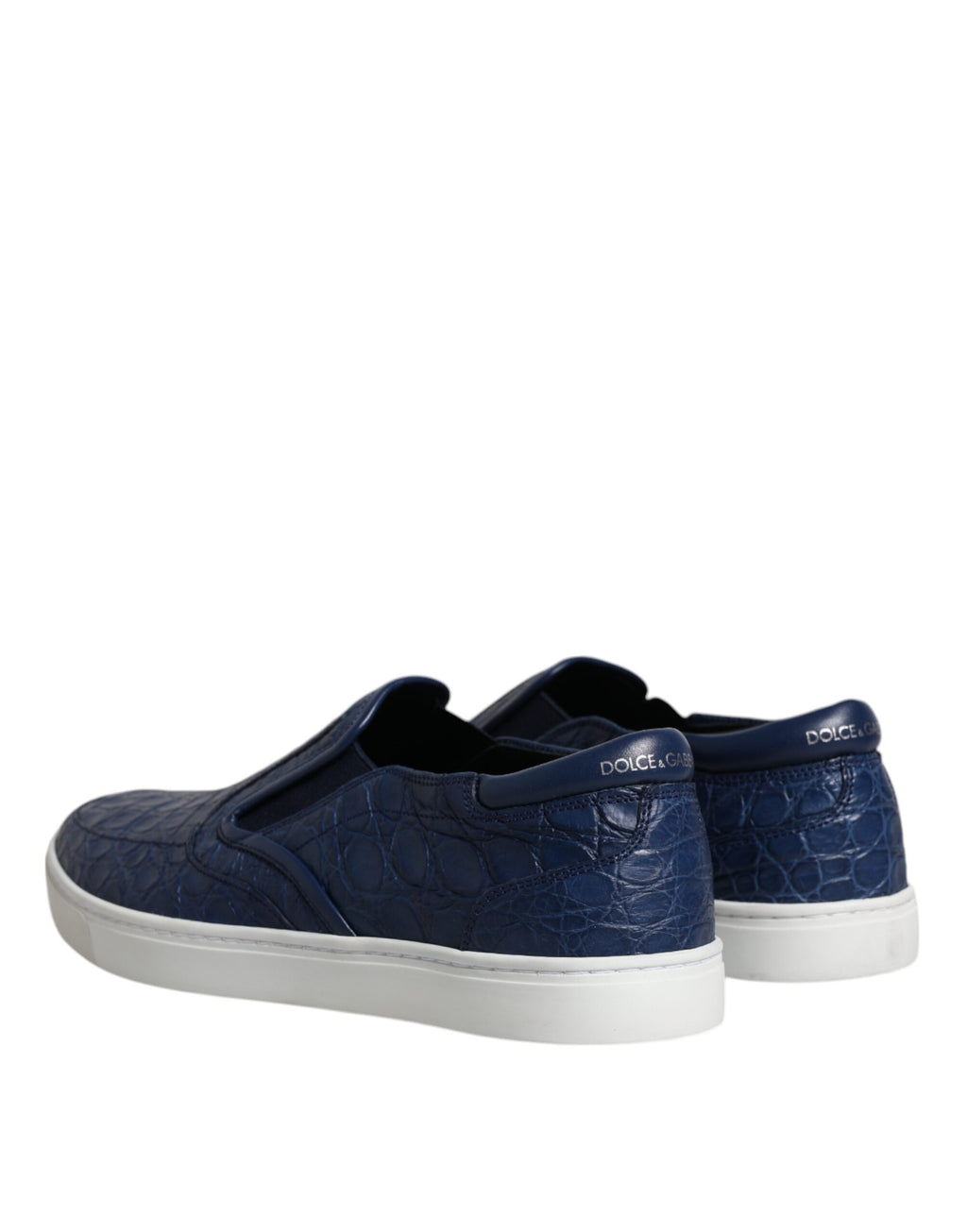 Dolce & Gabbana Blau Croc Exotische Leder Männer Turnschuhe Schuhe