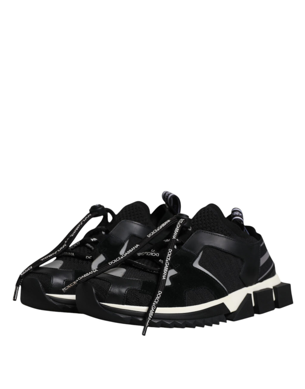 Dolce & Gabbana Black White Logo Sorrento Men's Sneakers Shoes