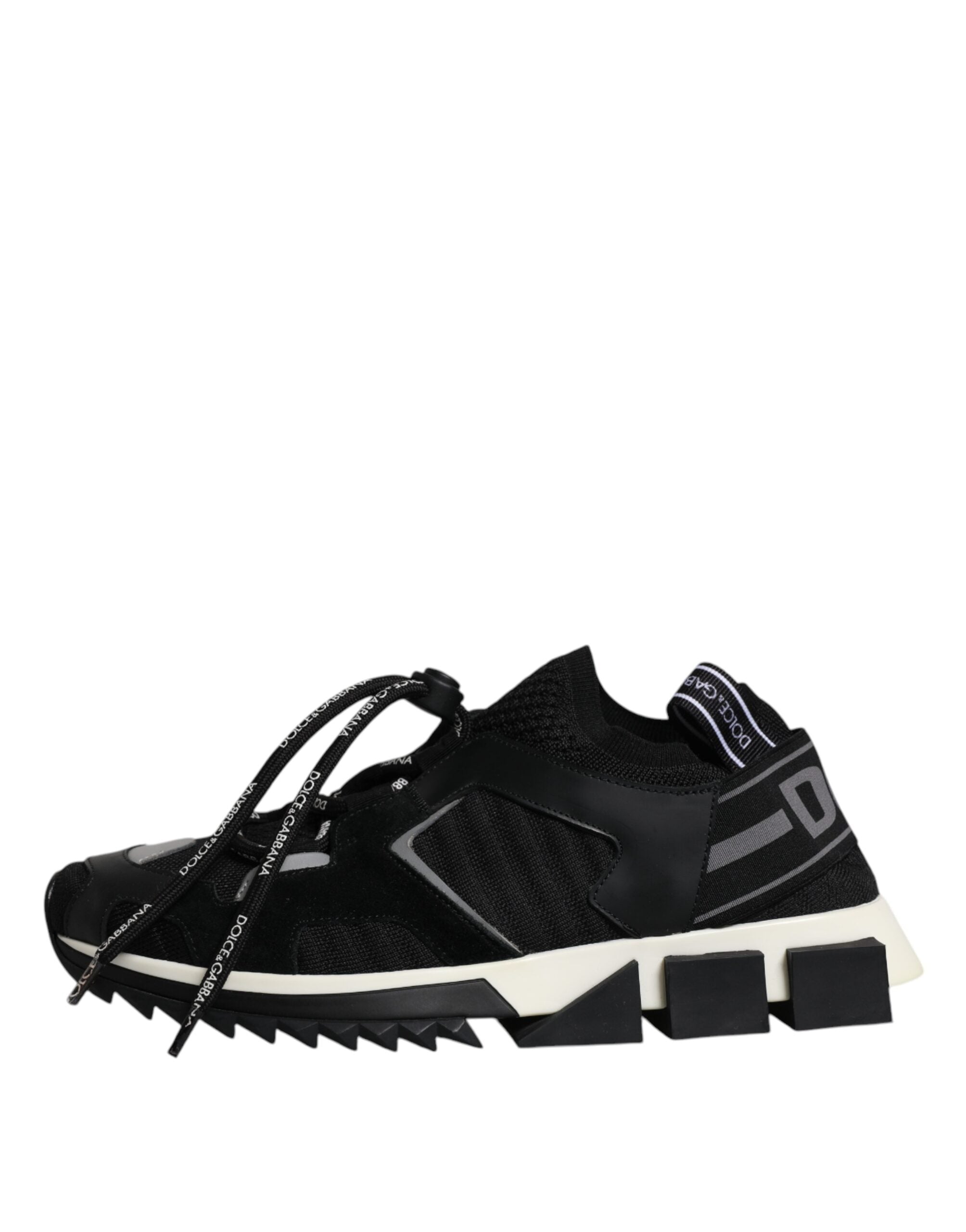 Dolce & Gabbana Black White Logo Sorrento Men's Sneakers Shoes