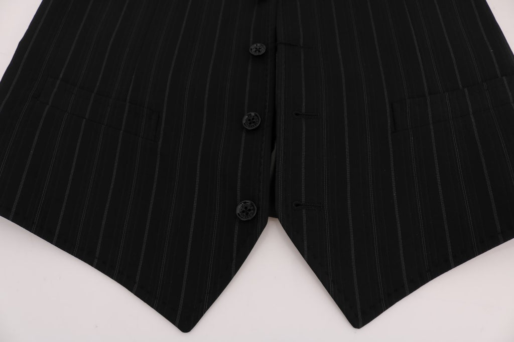 Dolce & Gabbana Schwarze STAFF Baumwollweste mit Streifen