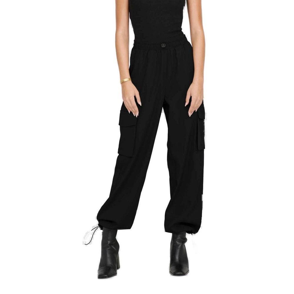 Only Black Cotton Cargo Trousers