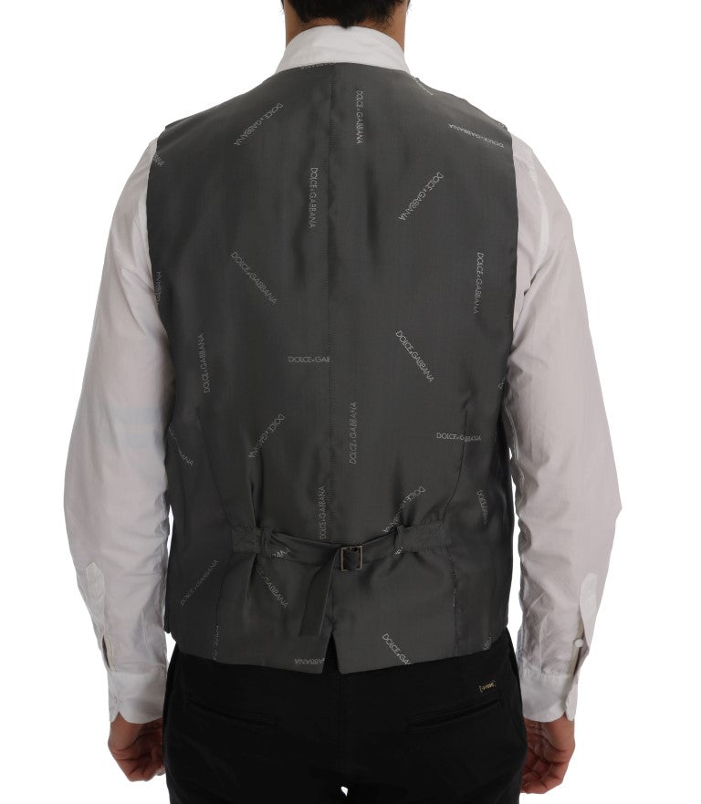 Dolce & Gabbana Grey STAFF Striped Cotton Vest