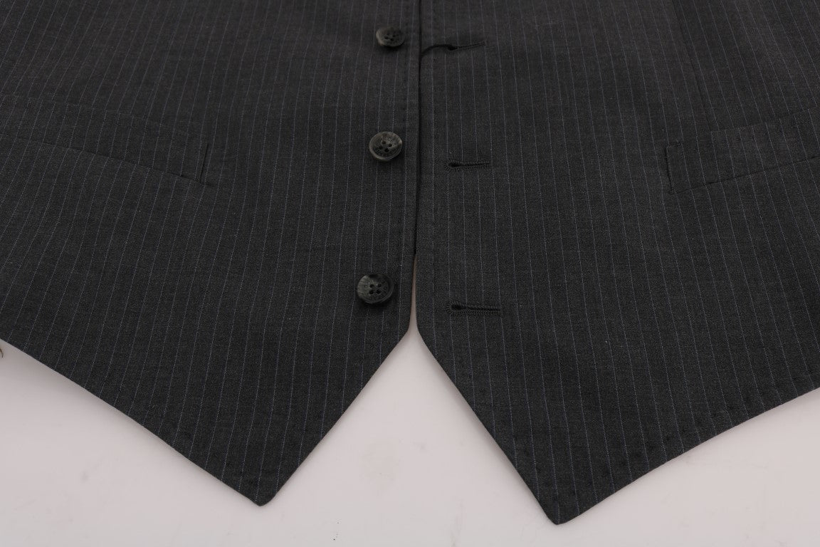 Dolce & Gabbana Grey STAFF Striped Cotton Vest