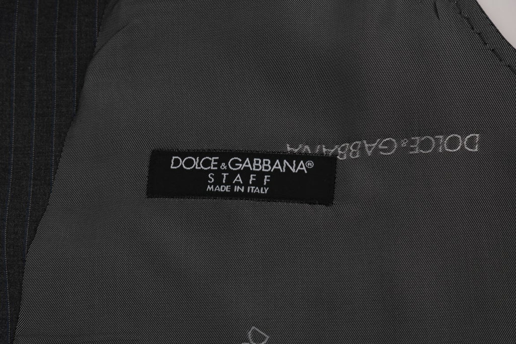 Dolce & Gabbana Grey STAFF Striped Cotton Vest