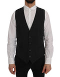 Dolce & Gabbana Graue STAFF Baumwollweste mit Streifen