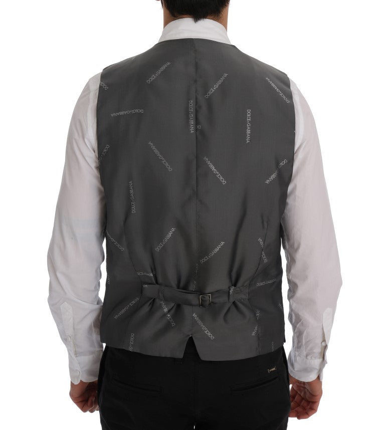 Dolce & Gabbana Graue STAFF Baumwollweste mit Streifen