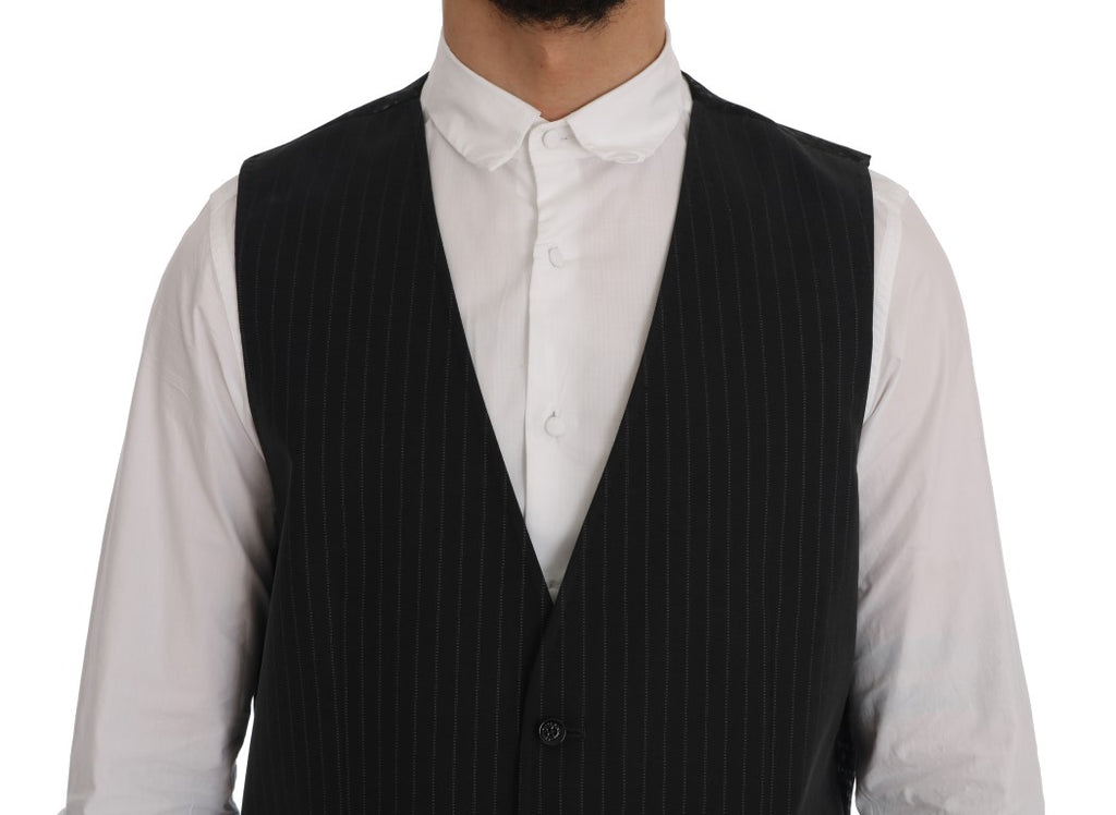Dolce & Gabbana Graue STAFF Baumwollweste mit Streifen