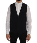 Dolce & Gabbana Schwarze STAFF Weste aus gestreifter Wolle