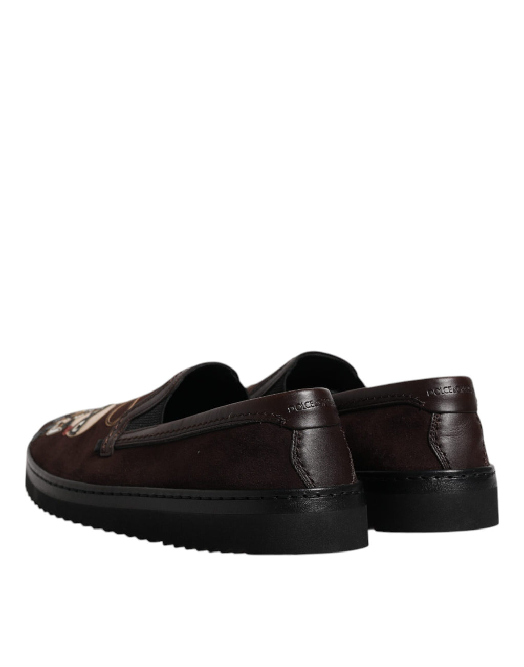 Dolce & Gabbana Brown Suede DG Family Slip-On Flats Shoes