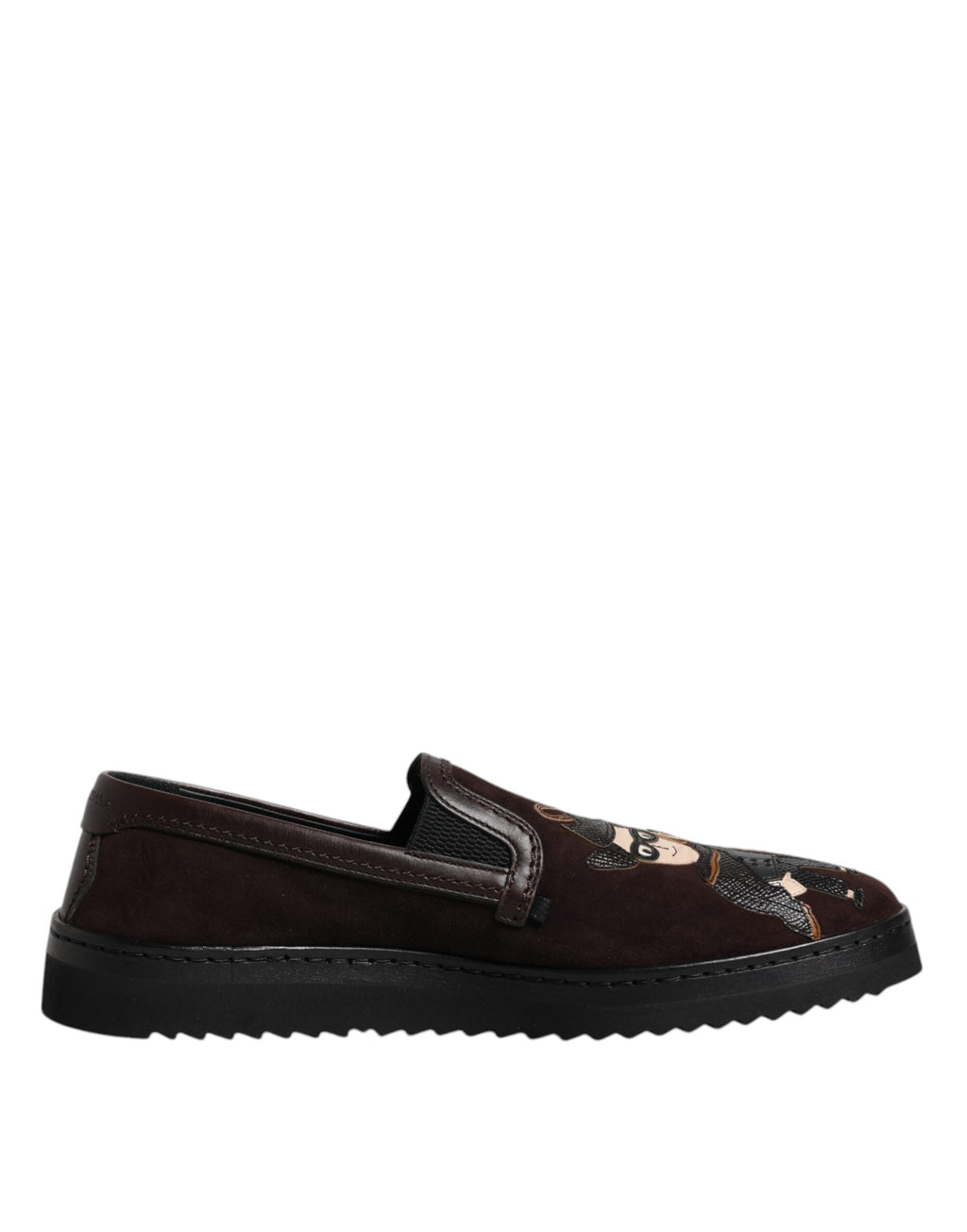 Dolce & Gabbana Brown Suede DG Family Slip-On Flats Shoes