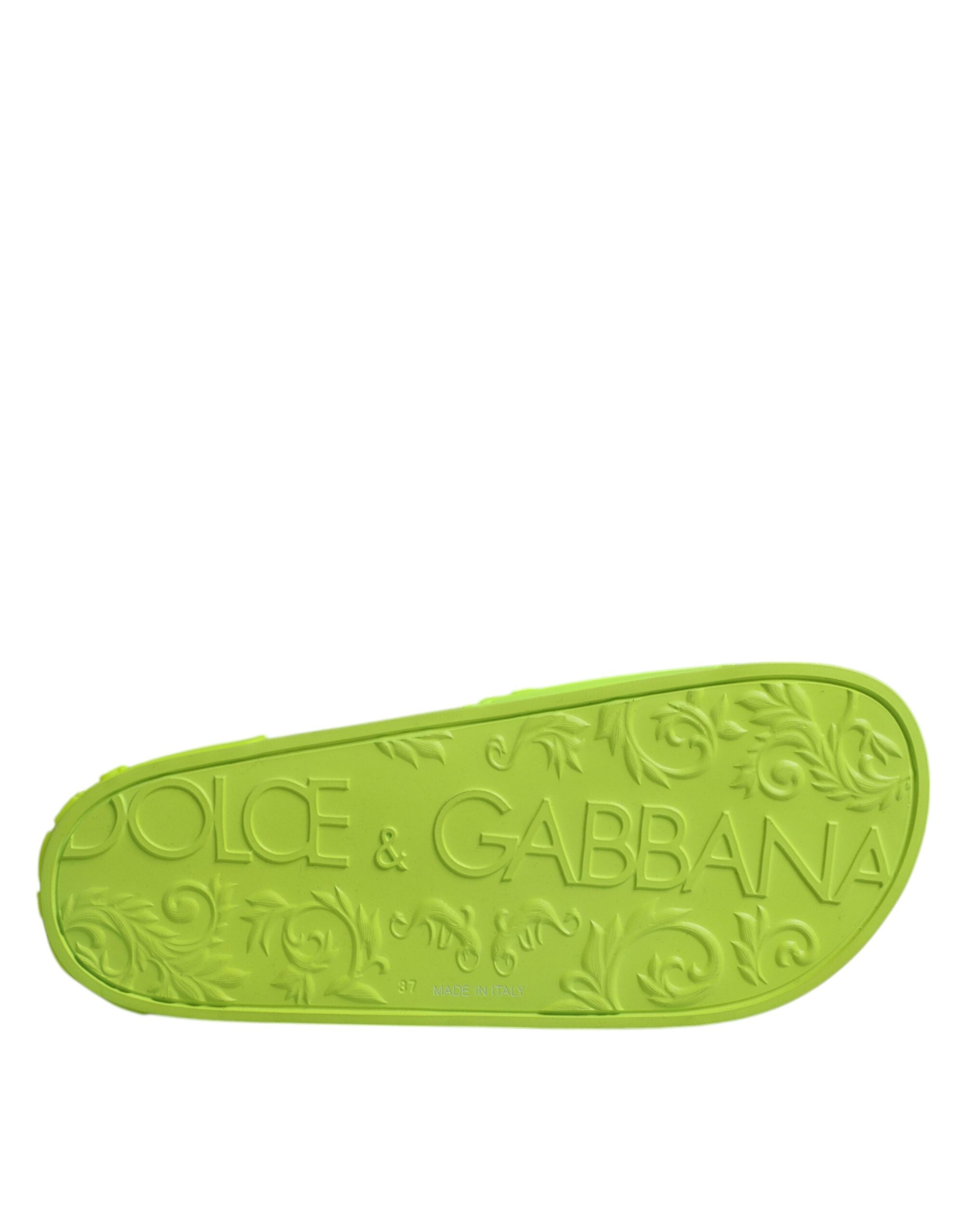 Dolce & Gabbana Rubber Slide Sandals Beachwear Shoes Green