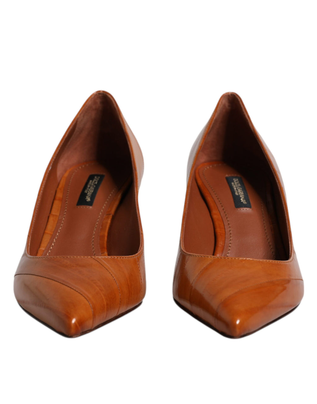 Dolce & Gabbana Brown Leather Kitten Heel Pumps Shoes