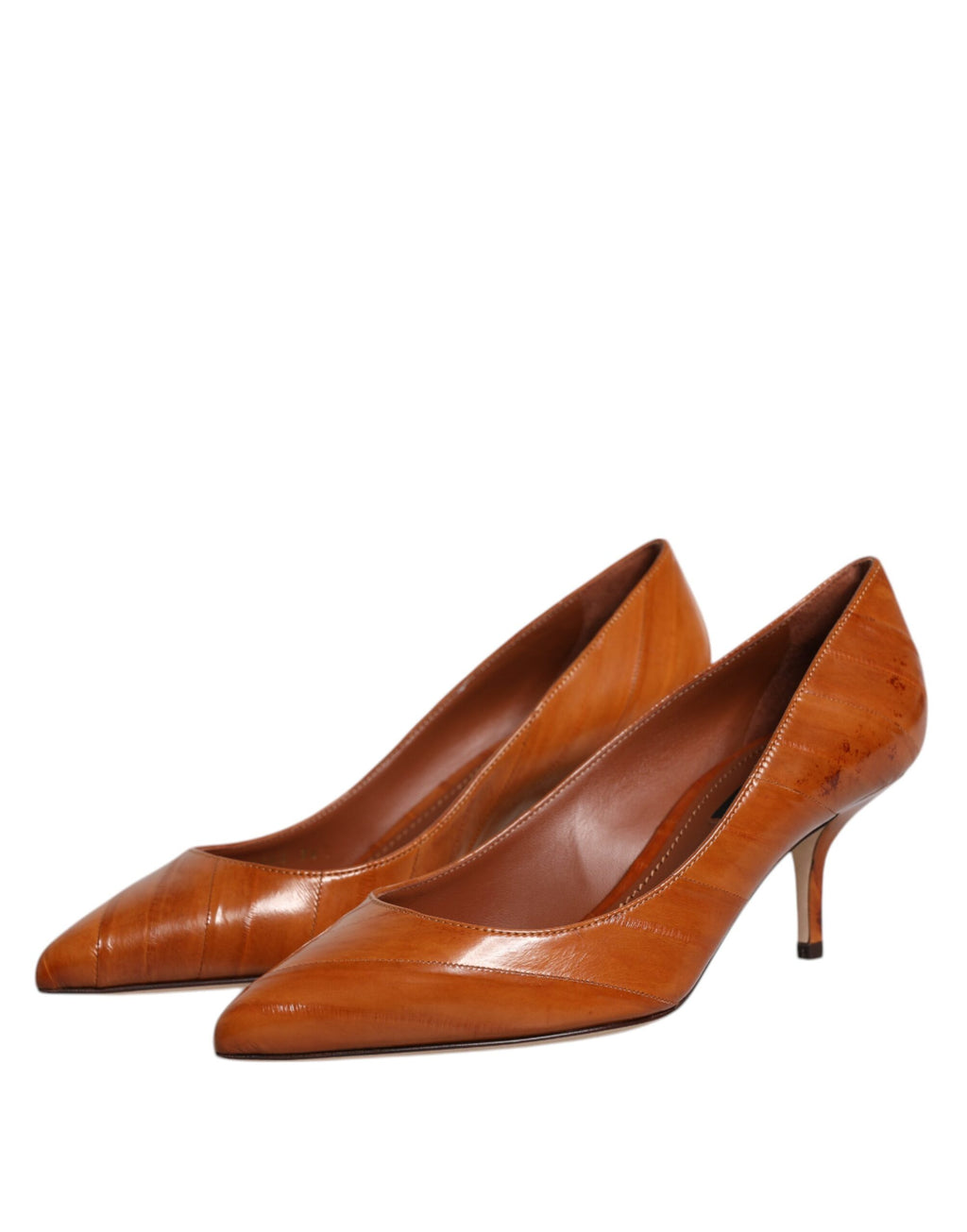 Dolce & Gabbana Brown Leather Kitten Heel Pumps Shoes