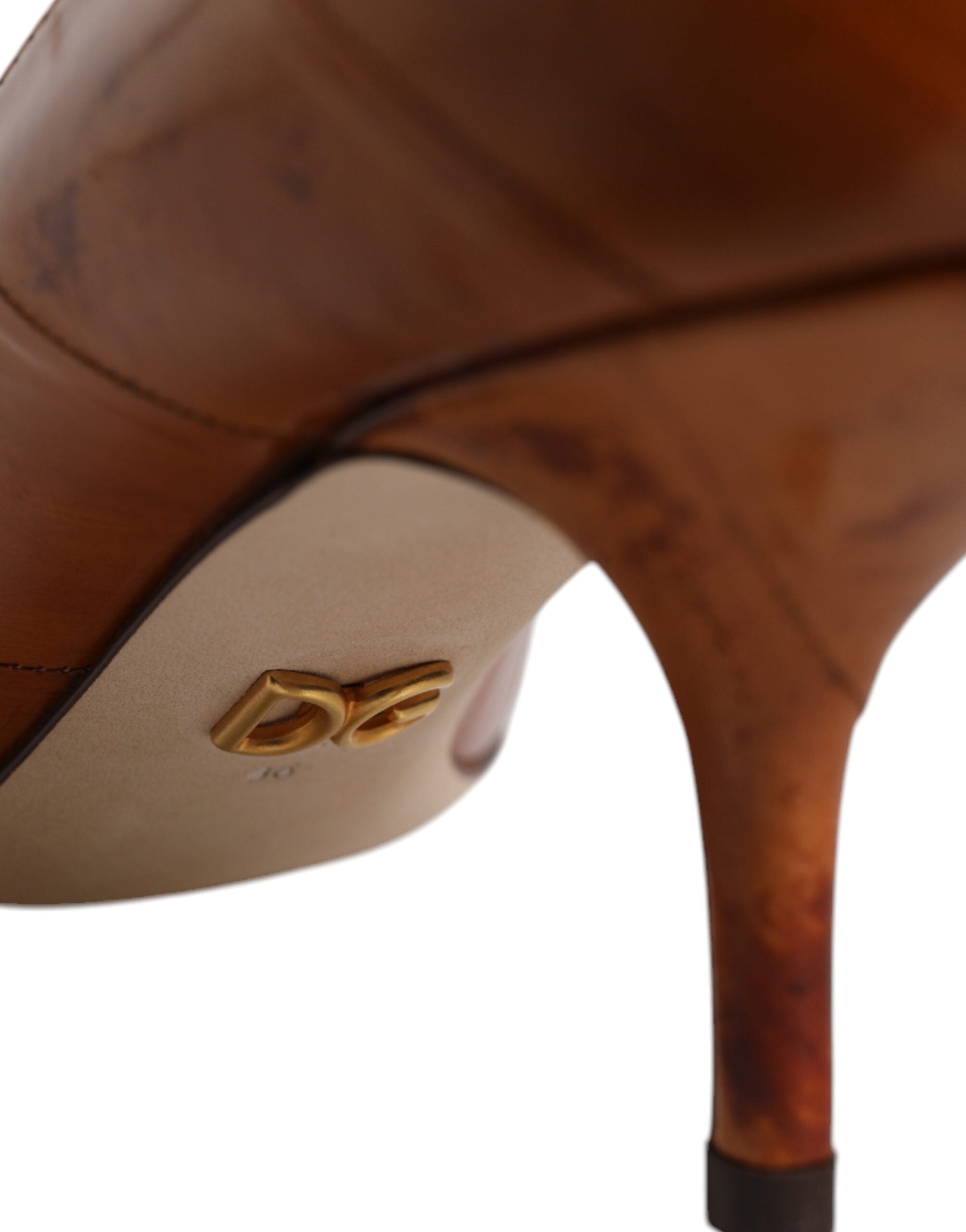 Dolce & Gabbana Brown Leather Kitten Heel Pumps Shoes