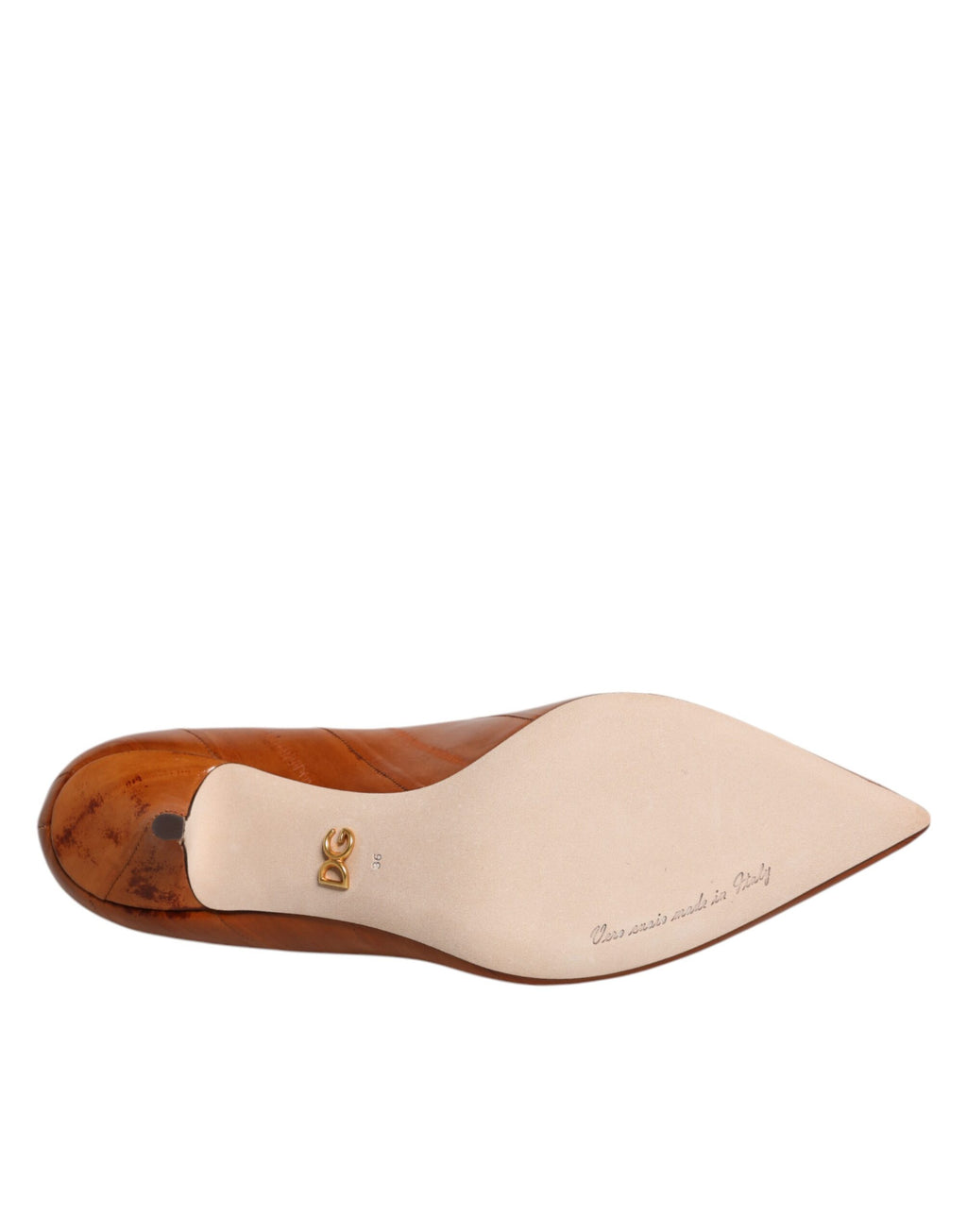 Dolce & Gabbana Brown Leather Kitten Heel Pumps Shoes