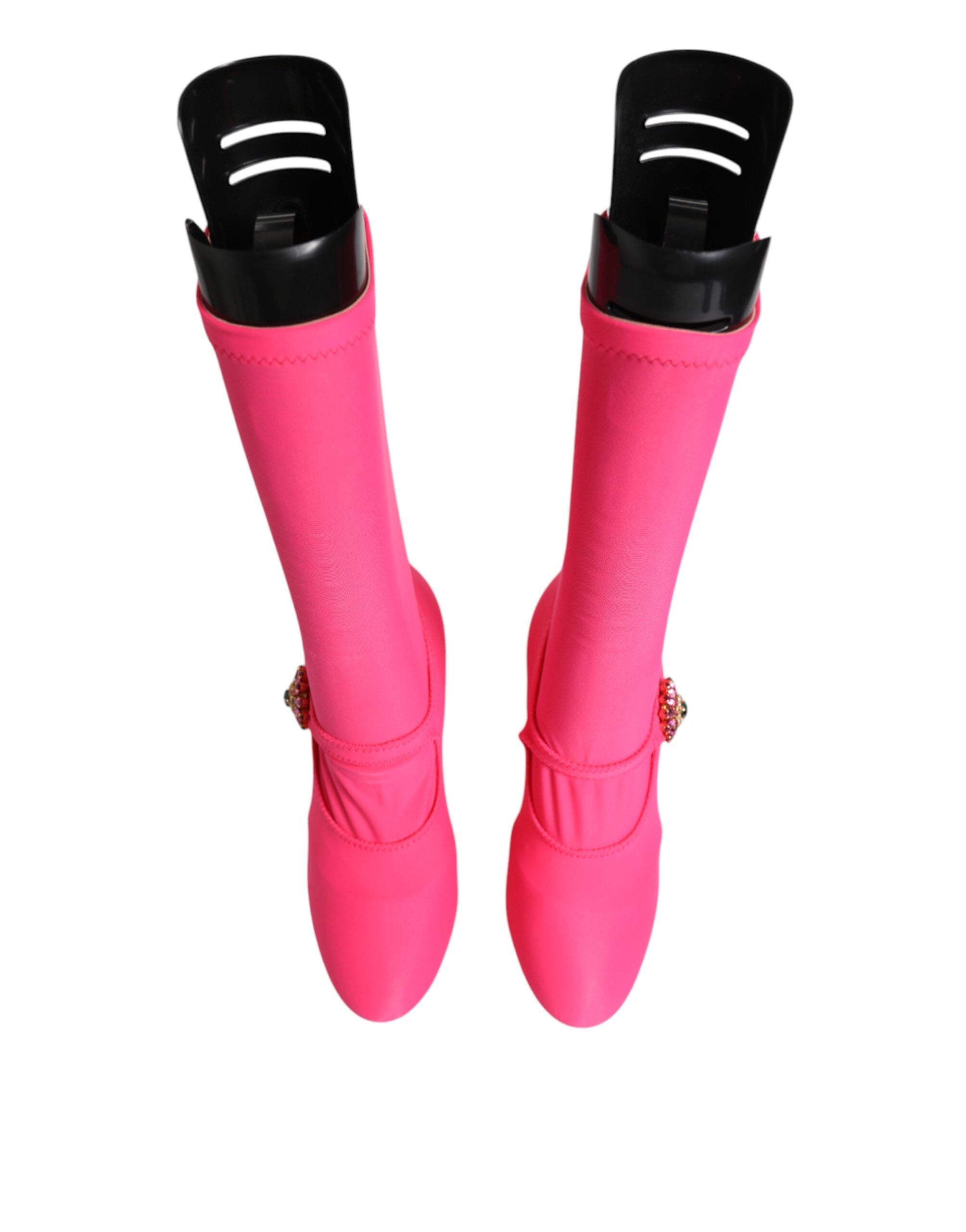 Dolce & Gabbana Pink Nylon Crystal Vally Over-the-Knee Boots
