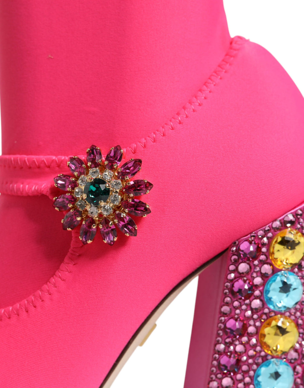 Dolce & Gabbana Pink Nylon Crystal Vally Over-the-Knee Boots