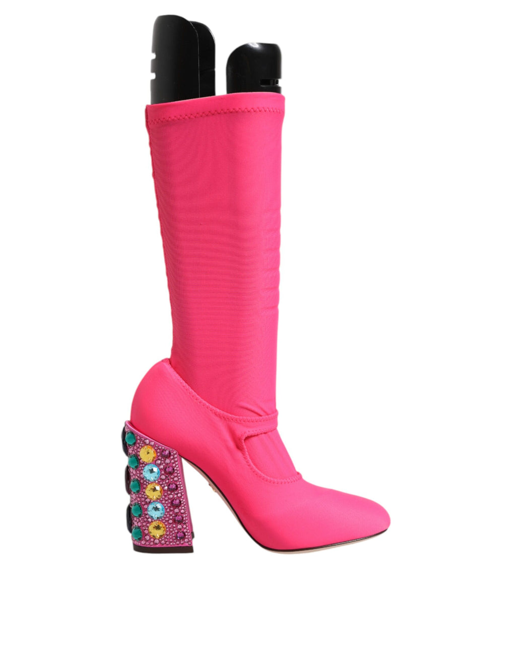 Dolce & Gabbana Pink Nylon Crystal Vally Over-the-Knee Boots