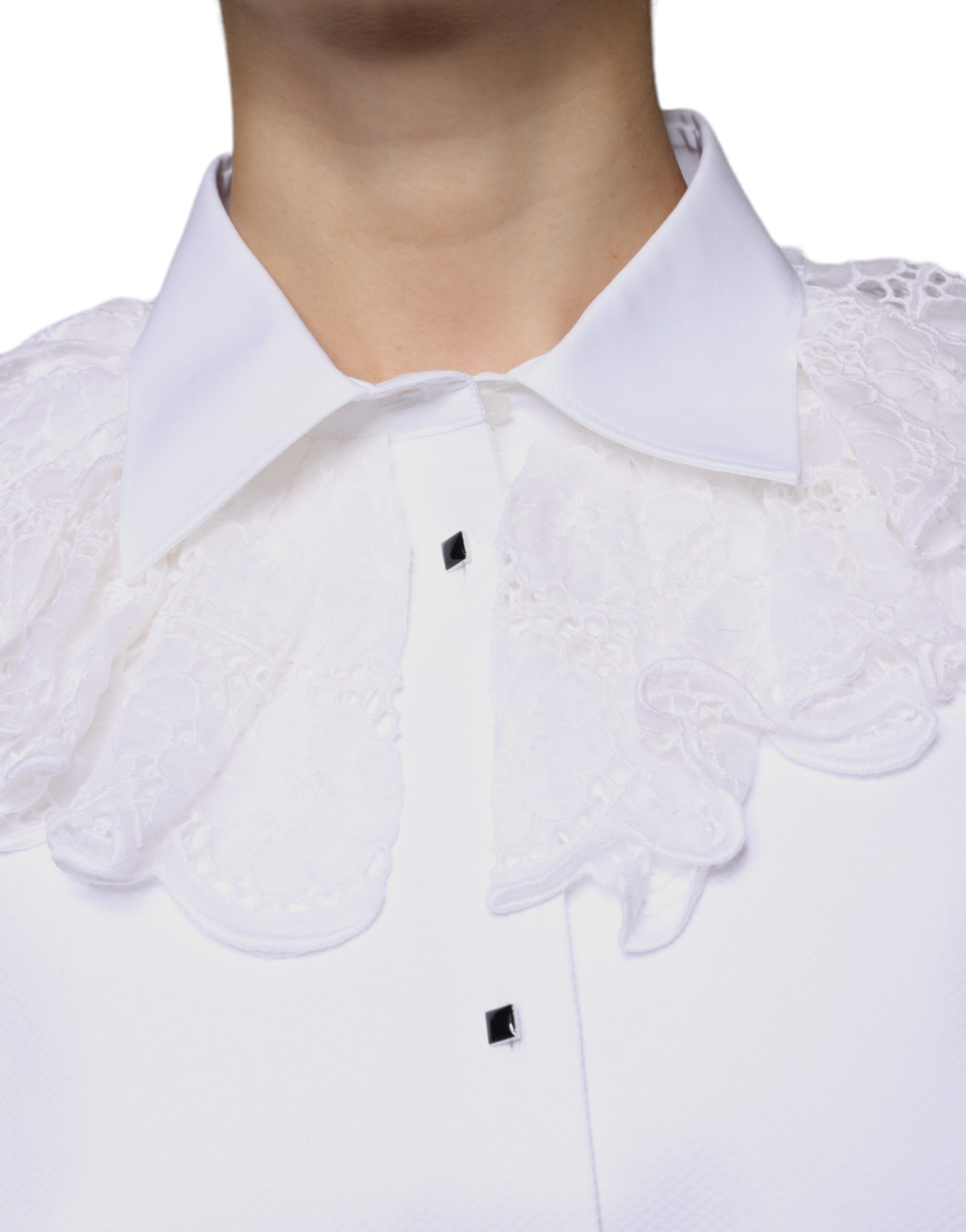 Dolce & Gabbana Weißes Baumwoll-Popeline-Hemd Kleid Bluse Oberteil