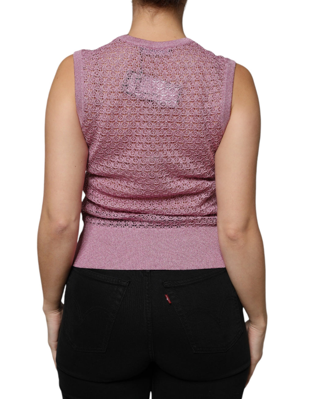 Dolce & Gabbana Pinkes ärmelloses Tank-Top aus Mesh