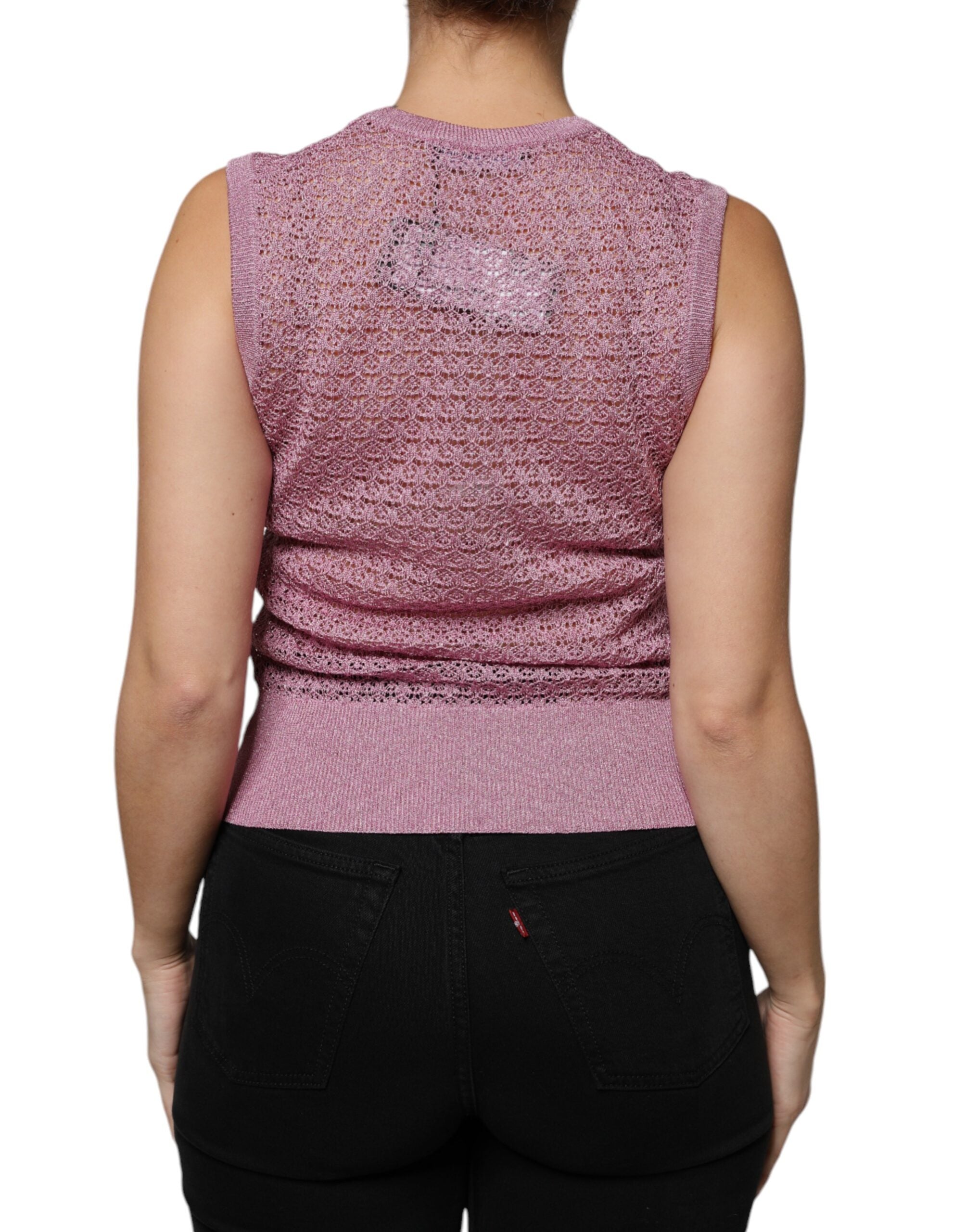 Dolce & Gabbana Pinkes ärmelloses Tank-Top aus Mesh