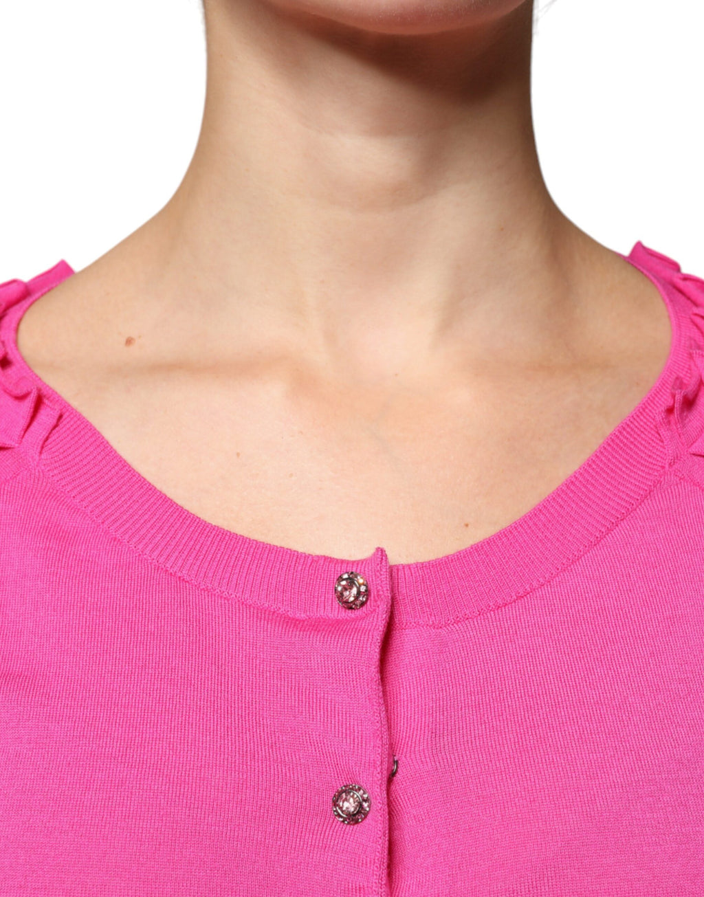Dolce & Gabbana Rosa Wollstrickjacke mit Knopfleiste