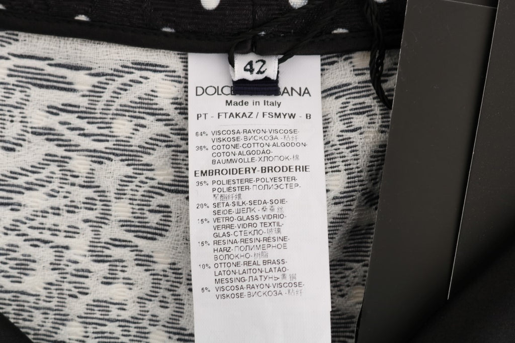 Dolce & Gabbana Black Polka Dot Sicily Crystal Trousers