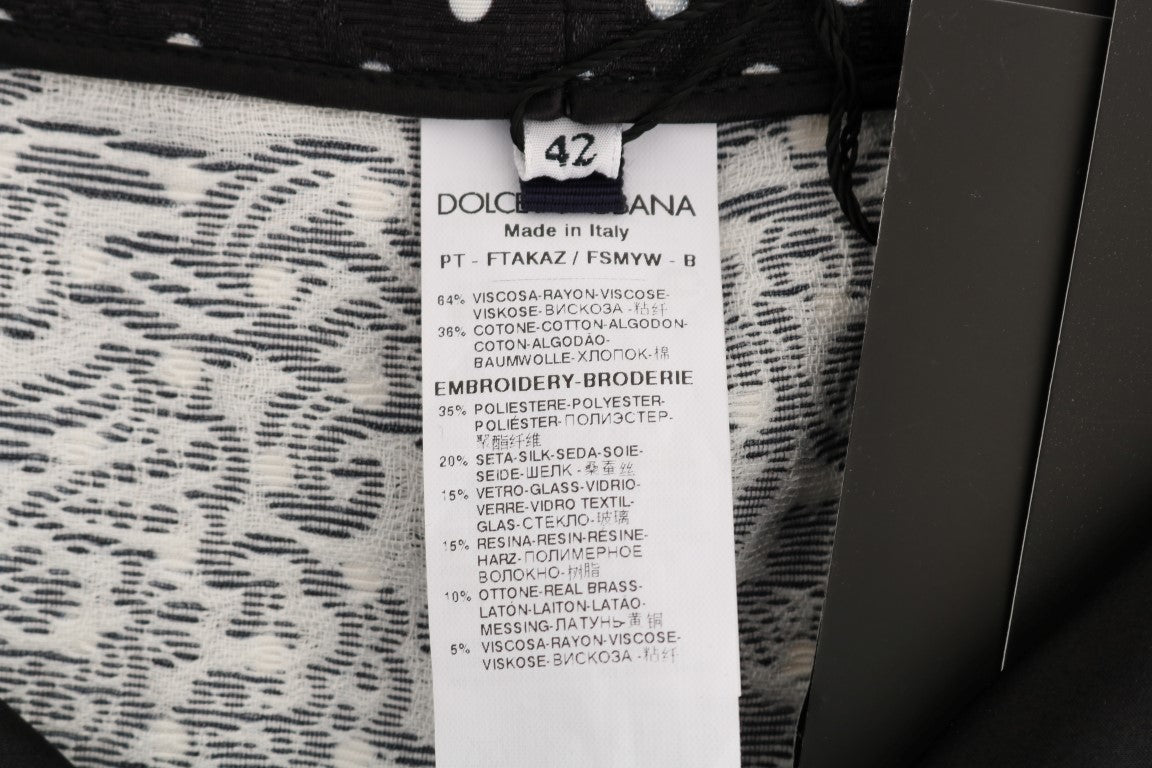 Dolce & Gabbana Black Polka Dot Sicily Crystal Trousers