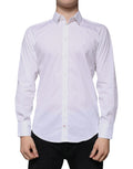 Dolce & Gabbana White Cotton-Blend Men's MARTINI Dress Shirt