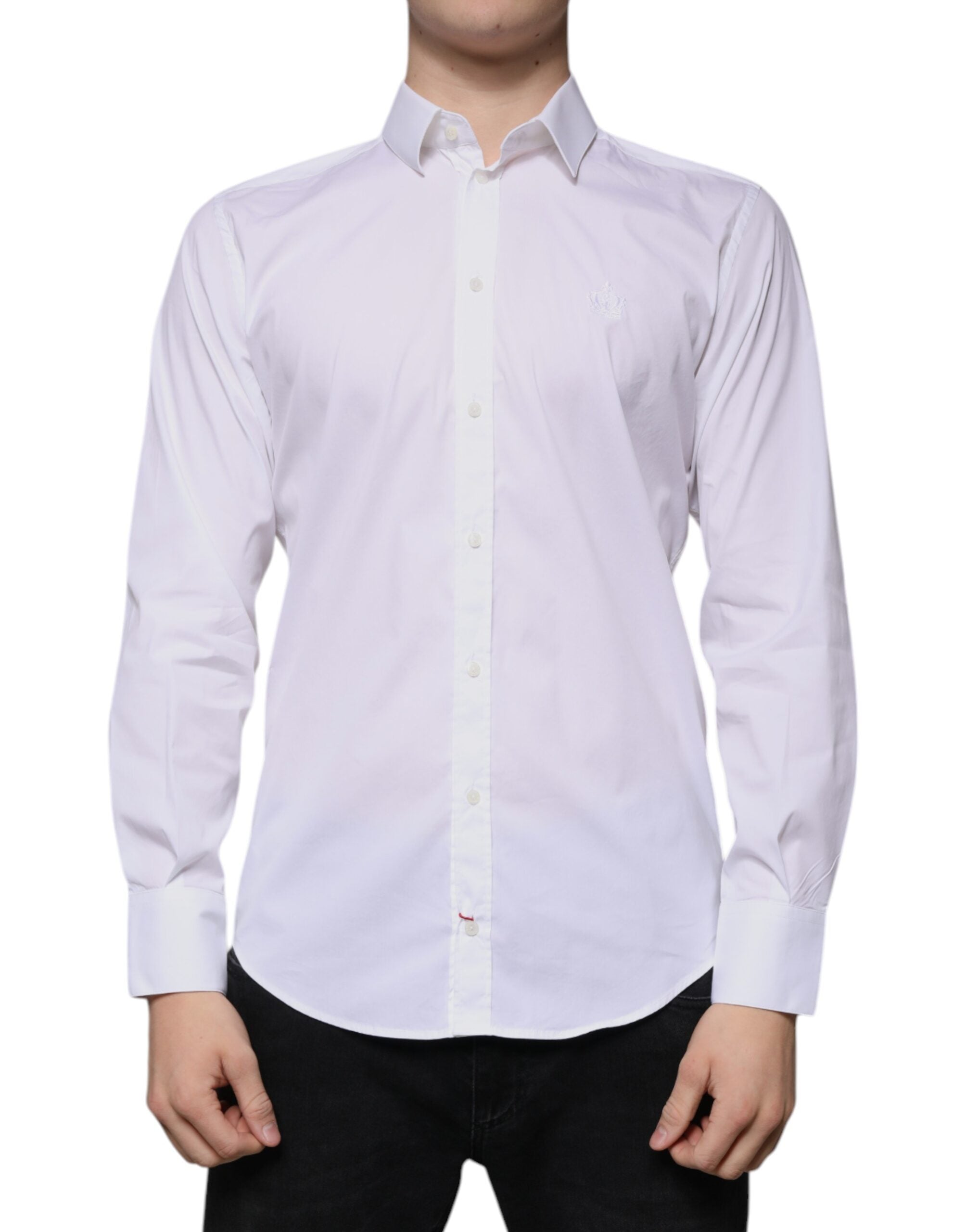 Dolce & Gabbana White Cotton-Blend Men's MARTINI Dress Shirt