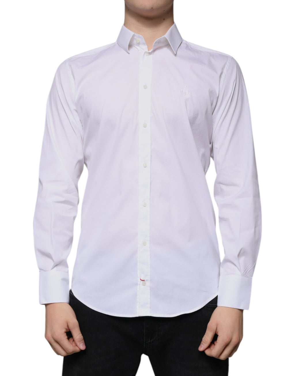 Dolce & Gabbana White Cotton-Blend Men's MARTINI Dress Shirt