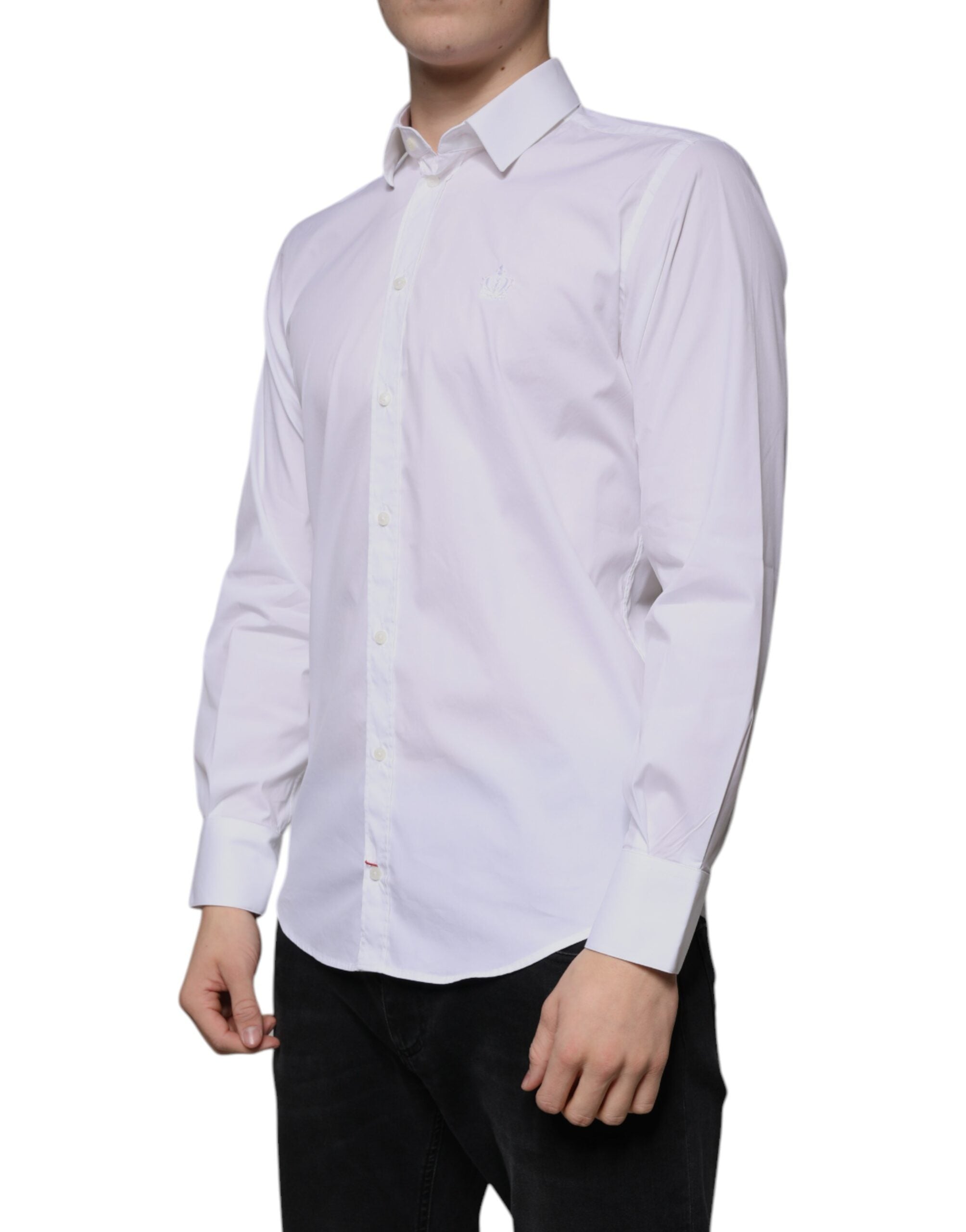 Dolce & Gabbana White Cotton-Blend Men's MARTINI Dress Shirt