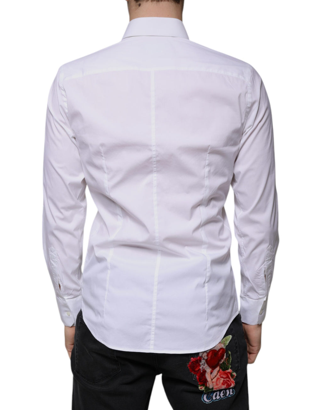Dolce & Gabbana White Cotton-Blend Men's MARTINI Dress Shirt