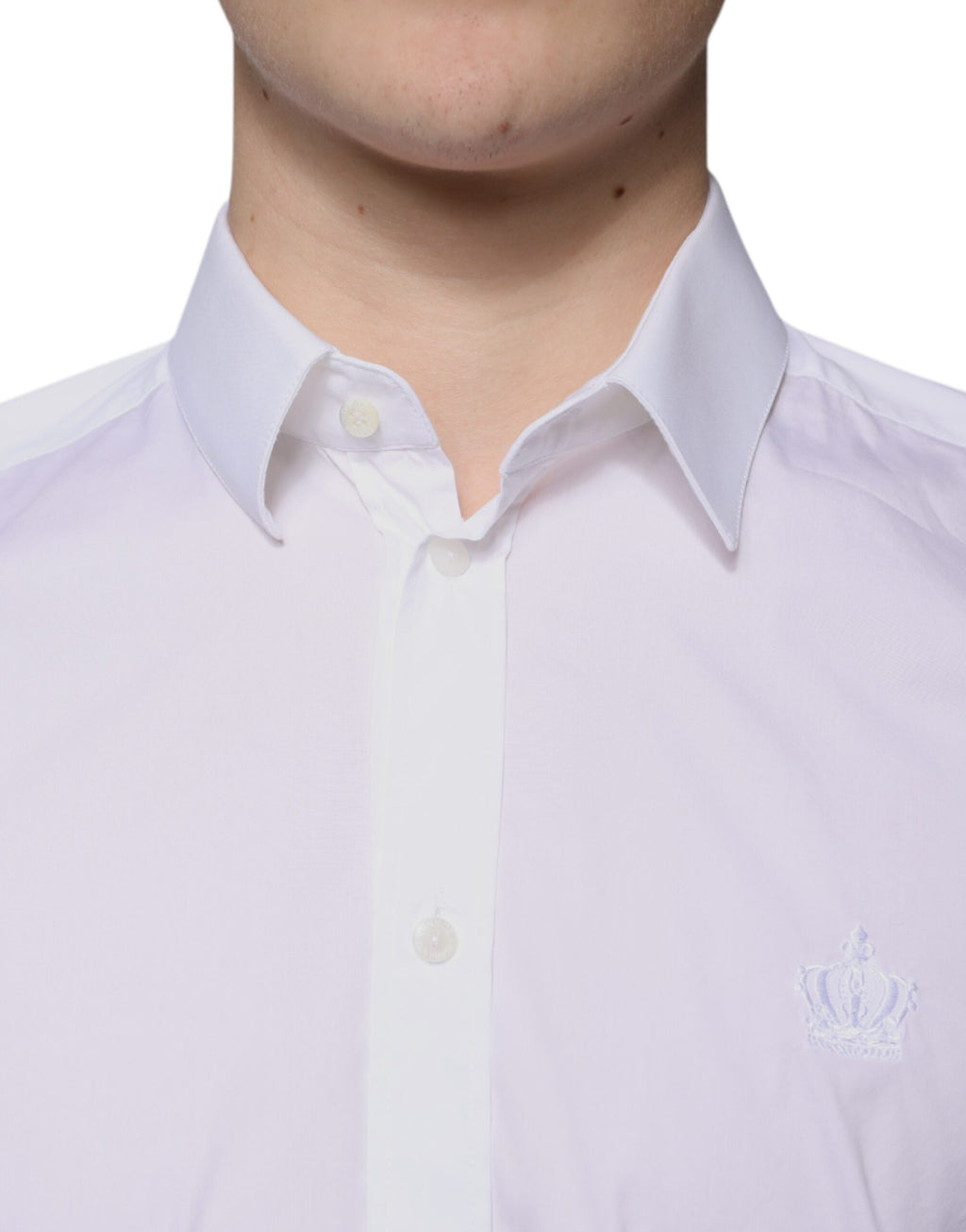 Dolce & Gabbana White Cotton-Blend Men's MARTINI Dress Shirt