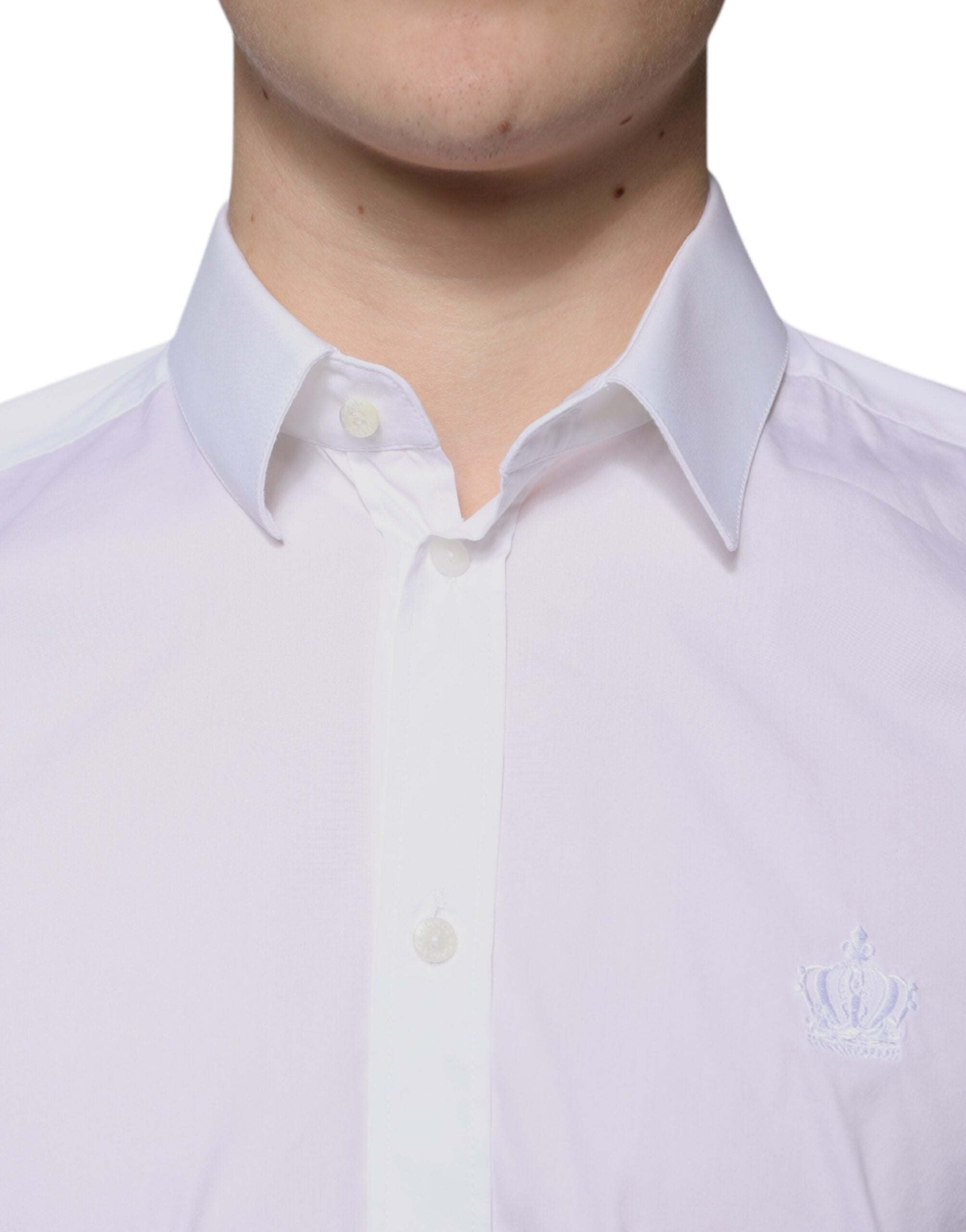 Dolce & Gabbana White Cotton-Blend Men's MARTINI Dress Shirt