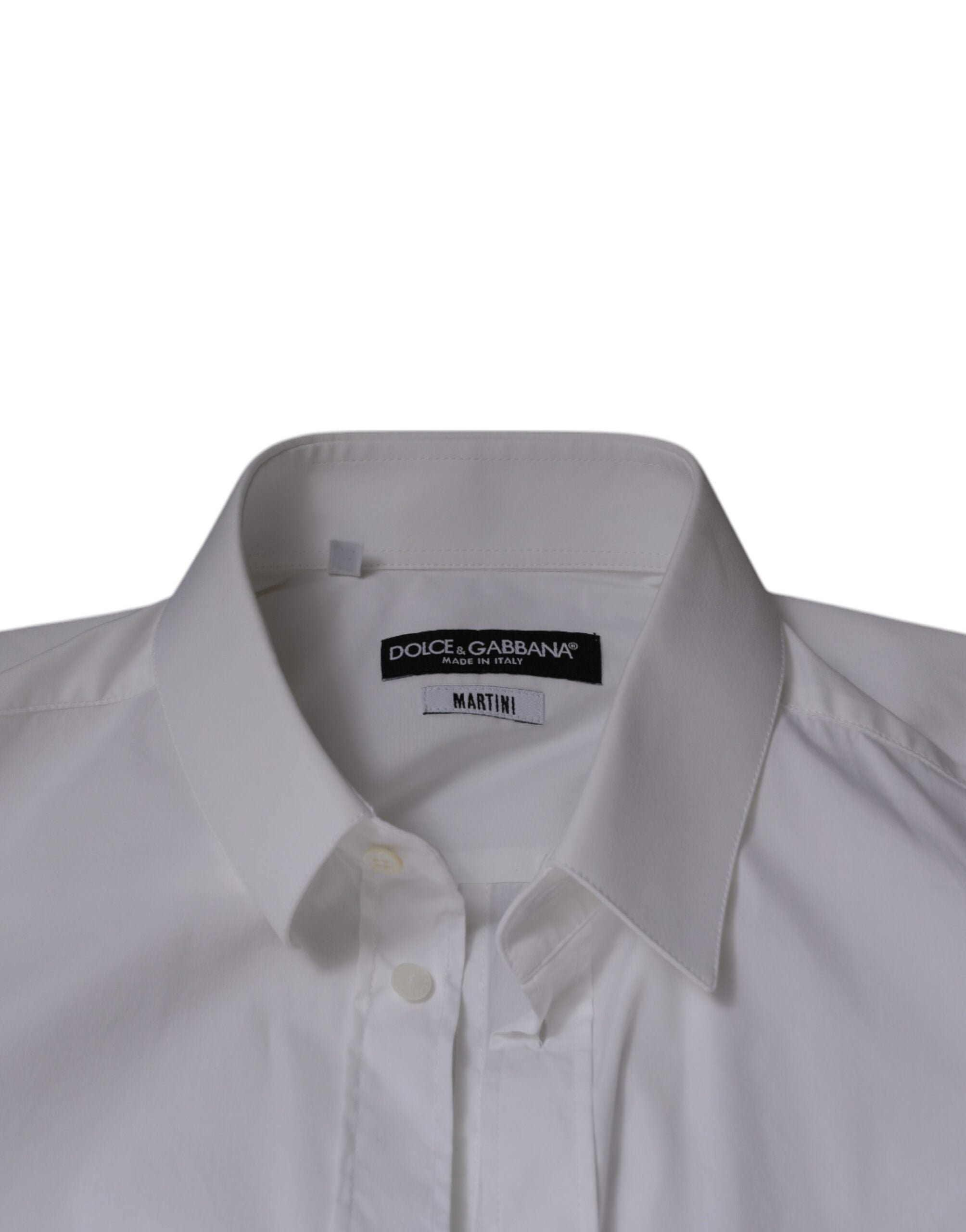 Dolce & Gabbana White Cotton-Blend Men's MARTINI Dress Shirt