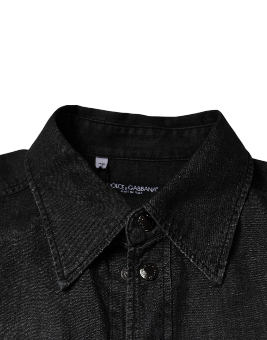 Dolce & Gabbana Black Logo Cotton Shirt with Denim Placket