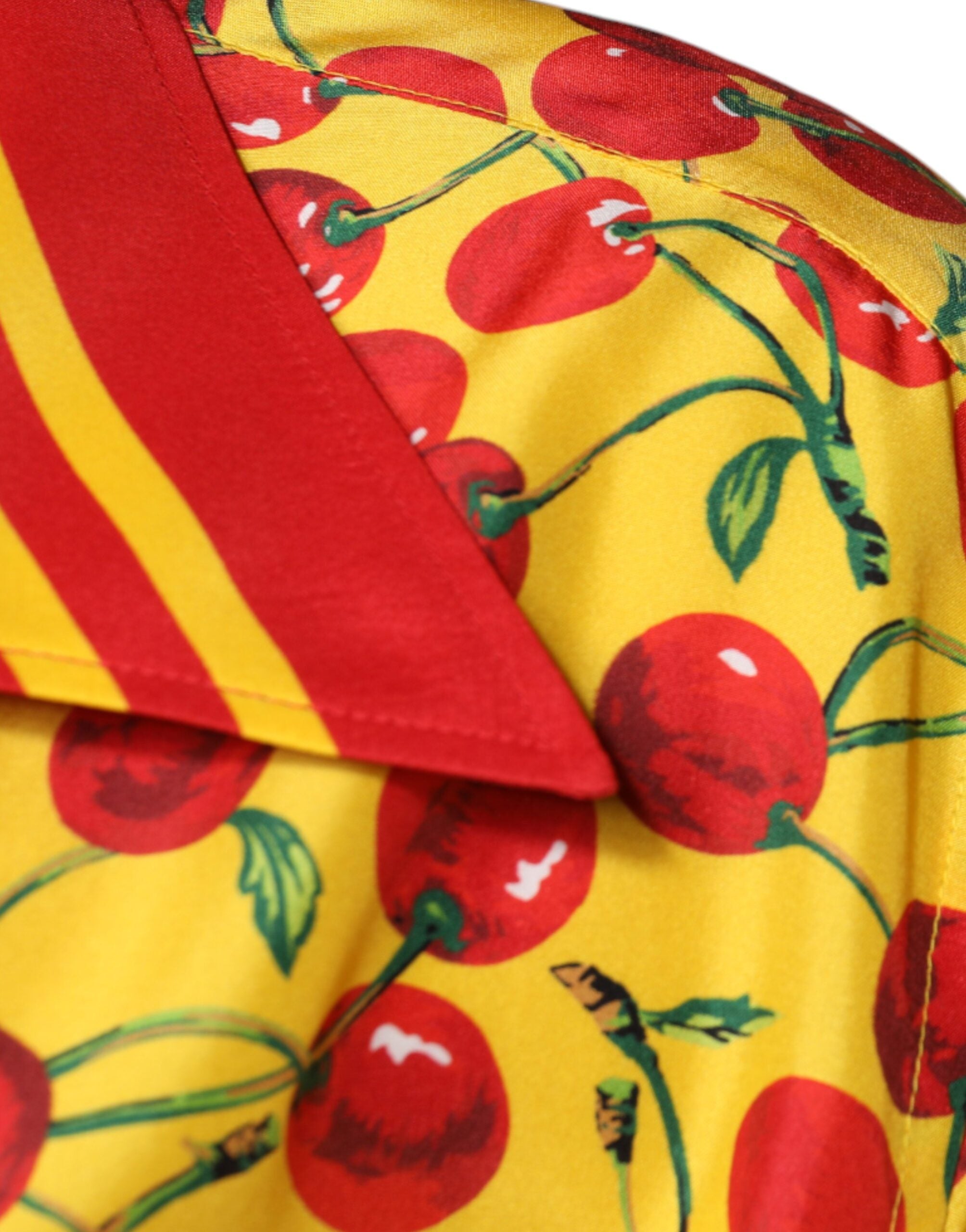 Dolce & Gabbana Gelbe Kirsche Button Down Seide Freizeithemd