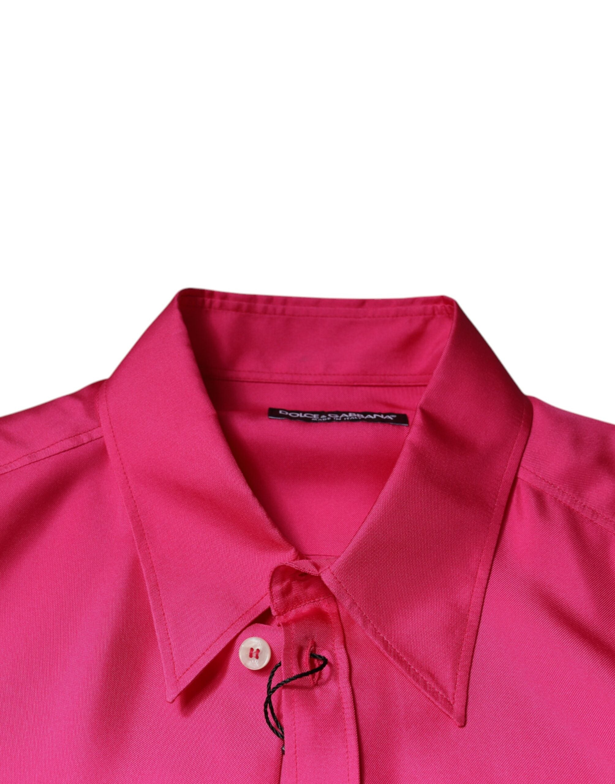 Dolce & Gabbana Rosa Seidenhemd mit Knopfleiste für Männer