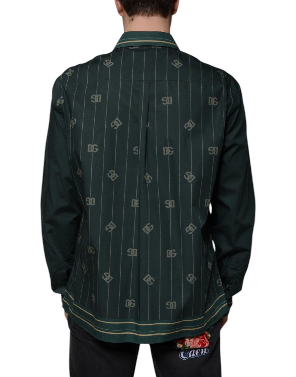 Dolce & Gabbana Green Logo Long-Sleeve MARTINI Casual Shirt
